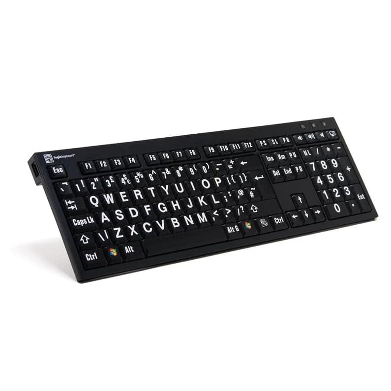 Logickeyboard Large Print White on Black Nero Slimline Windows French
