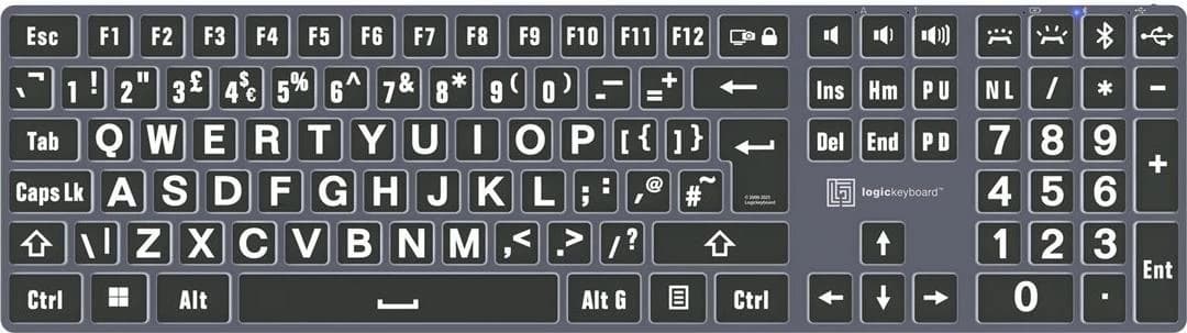 LogicKeyboard XL-Print Titan White on Black UK