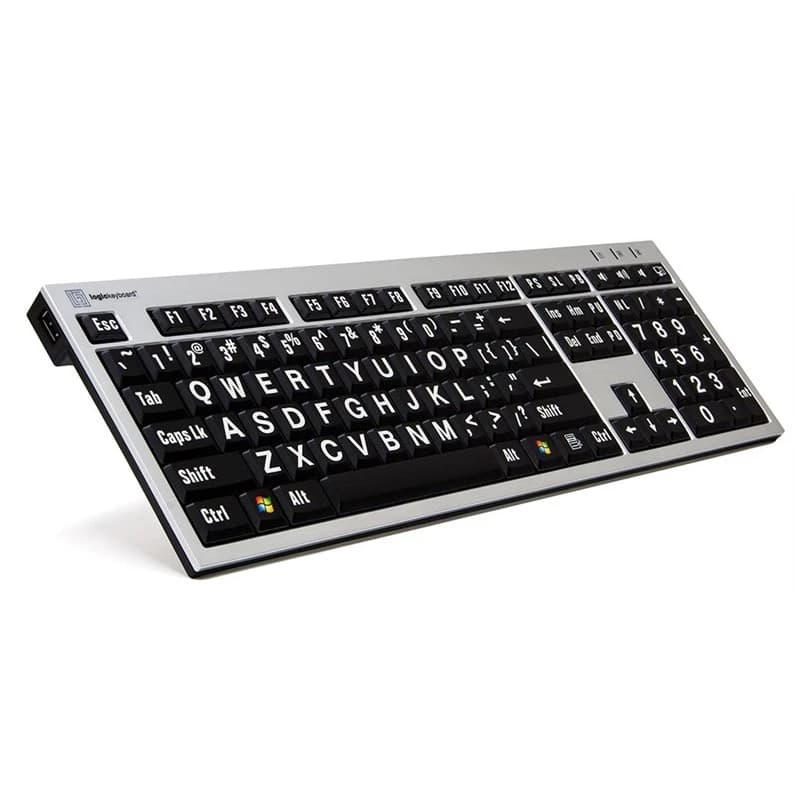 Logickeyboard XL Print White on Black Slimline PC Keyboard French