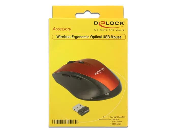 Delock Ergonomic Optical 5-Button Wireless Mouse